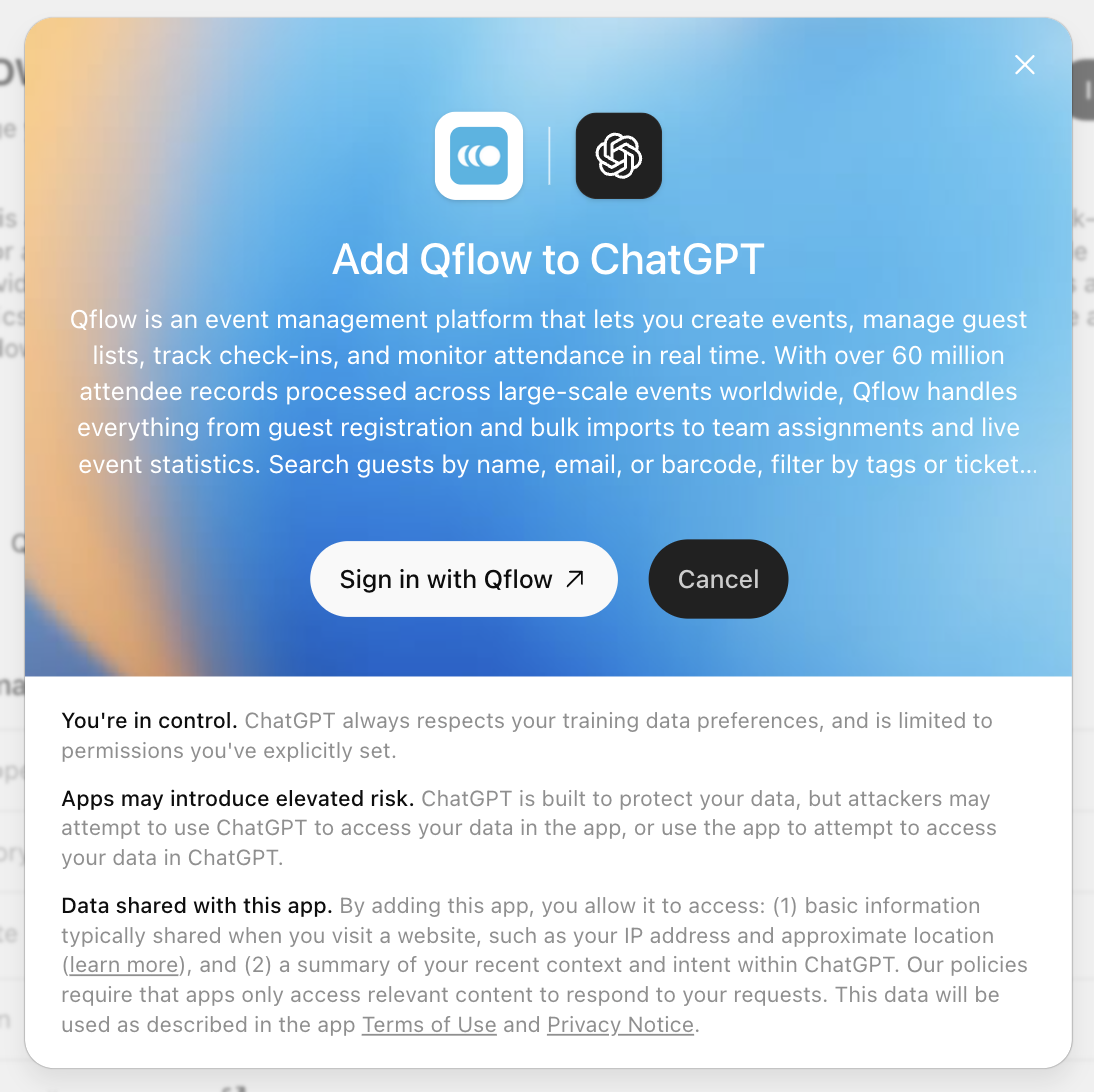 The Add Qflow to ChatGPT confirmation