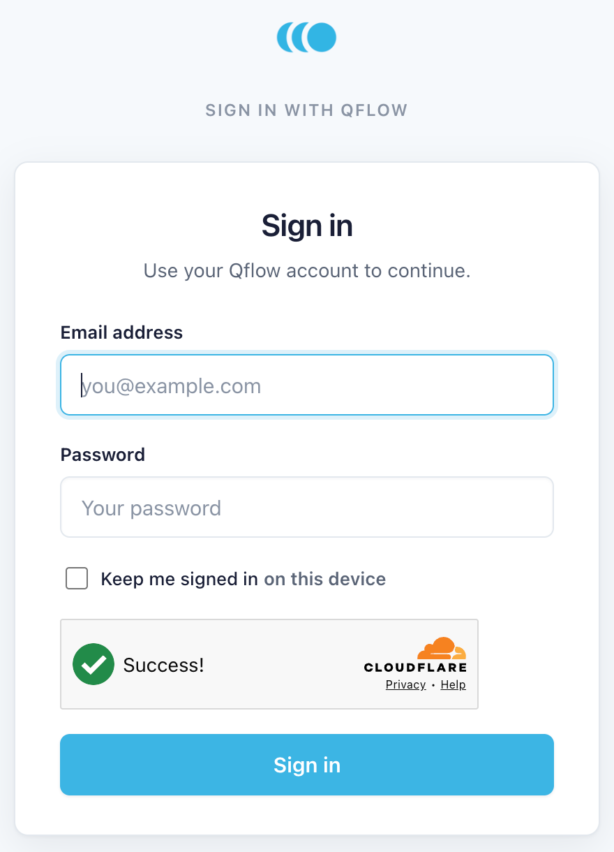 The Qflow sign-in page