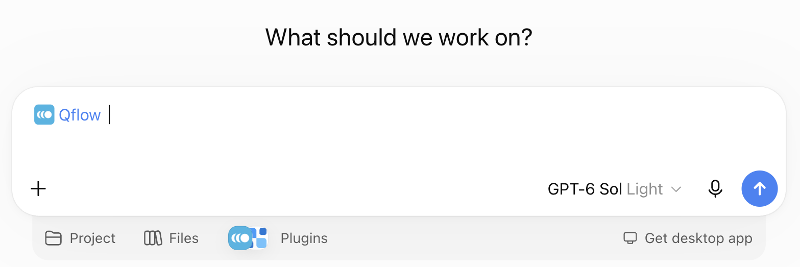 A new ChatGPT conversation with Qflow attached to the composer